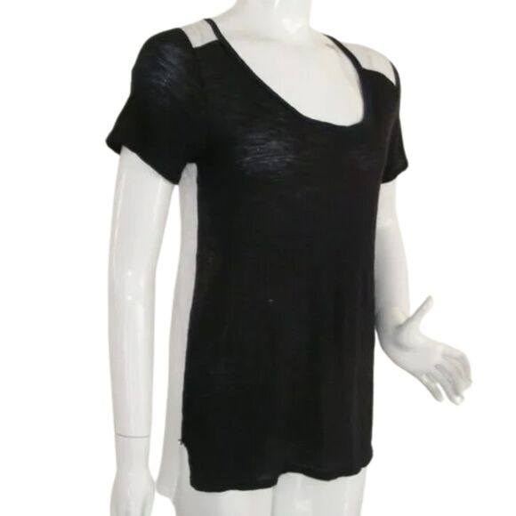 VINCE Tee, S, Black & White, Burnout, Color block, Short sleeves, Lightweight - Picture 2 of 9